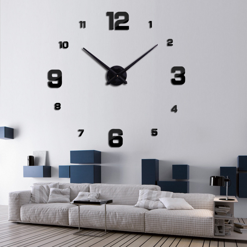 self adhesive living room big watch wall 3d sticker clock