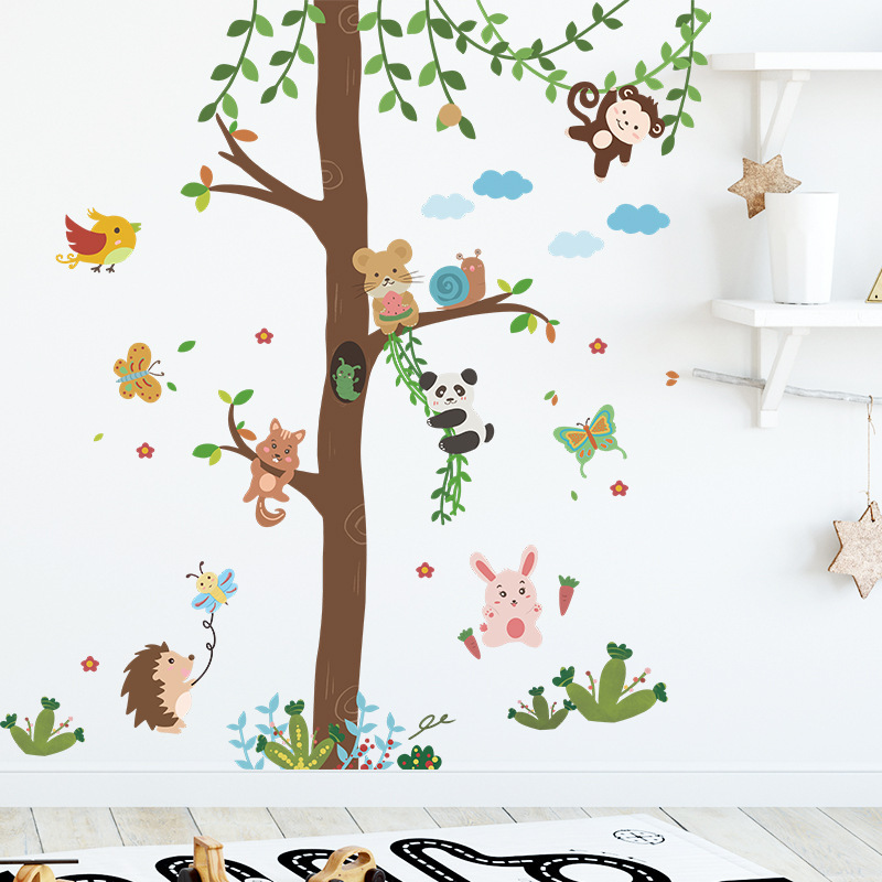 self adhesive cartoon woodland tree beautiful bed room wall stickers