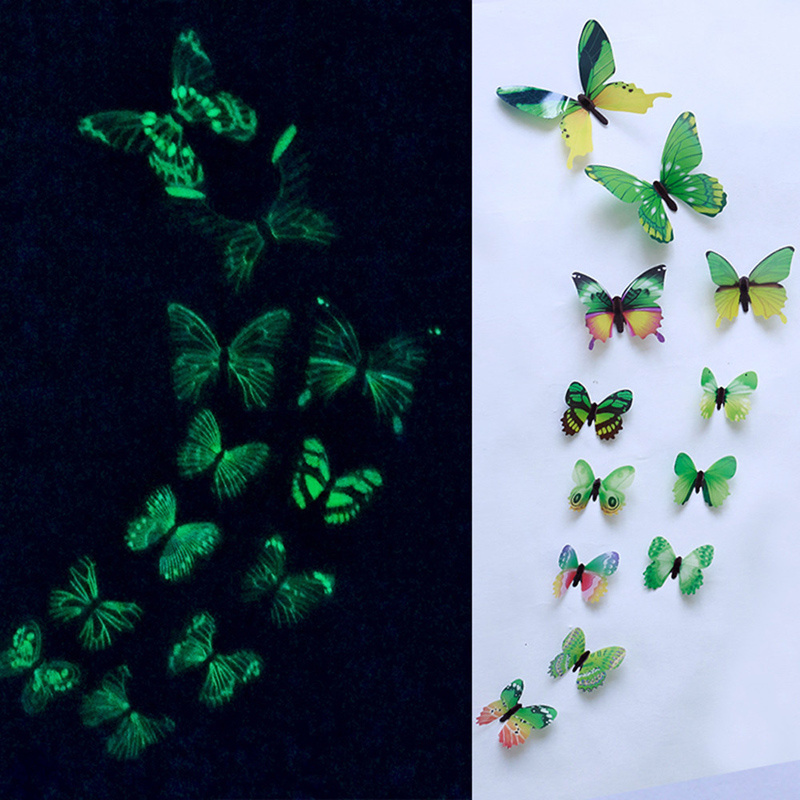 Glow in the dark butterfly wall decals for living room butterfly wall stickers 3d