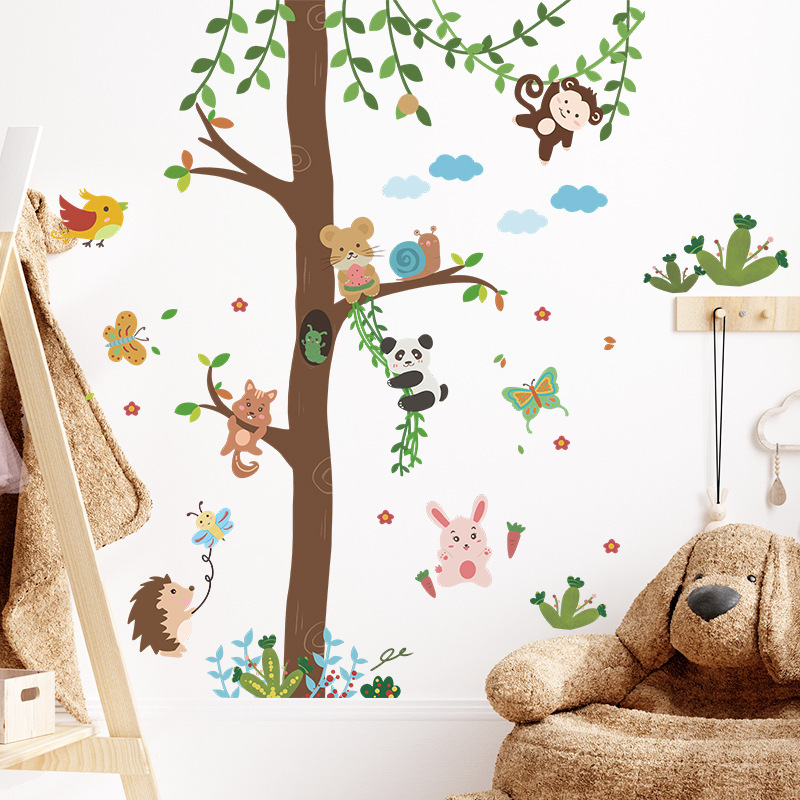 self adhesive cartoon woodland tree beautiful bed room wall stickers