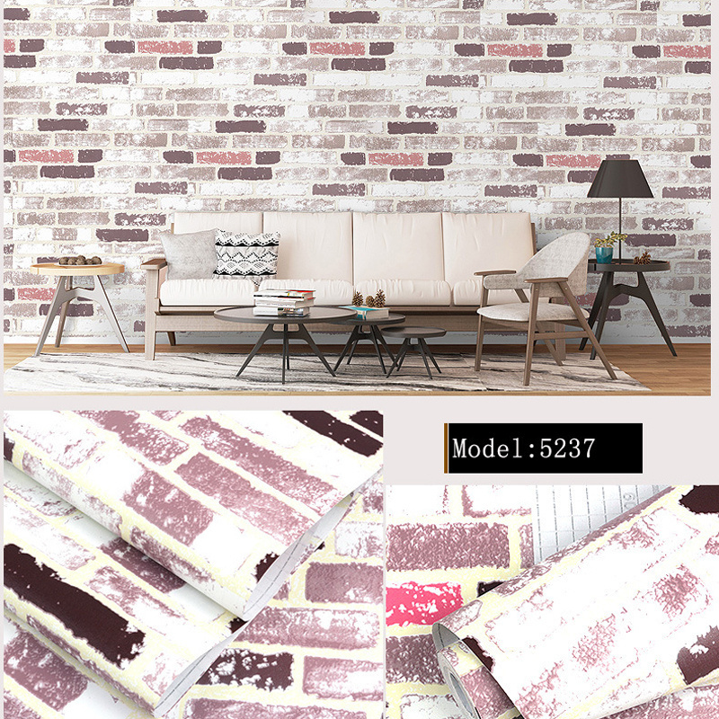 Self adhesive home decoration 3d vinyl easy peel and stick wallpaper brick