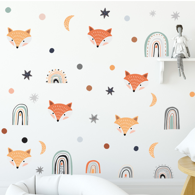 Cartoon Rainbow Wall Stickers Decals Newest Boho Style Removable Self Adhesive Pvc for Kids Home Decoration 3D 1pc/opp Bag 10pcs