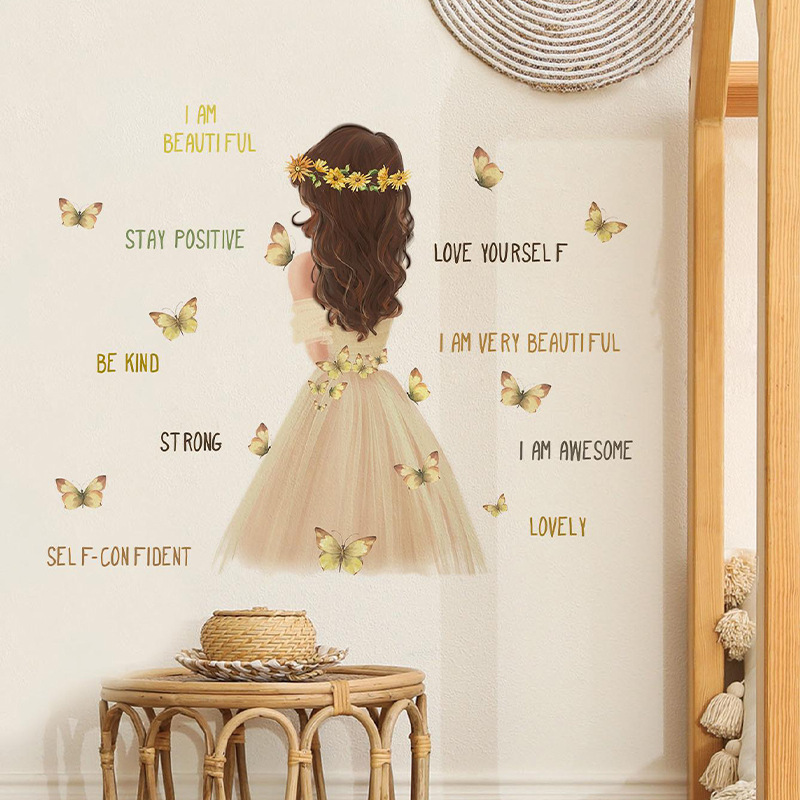 Adhesive inspiring quote word saying wall decals home decoration princess