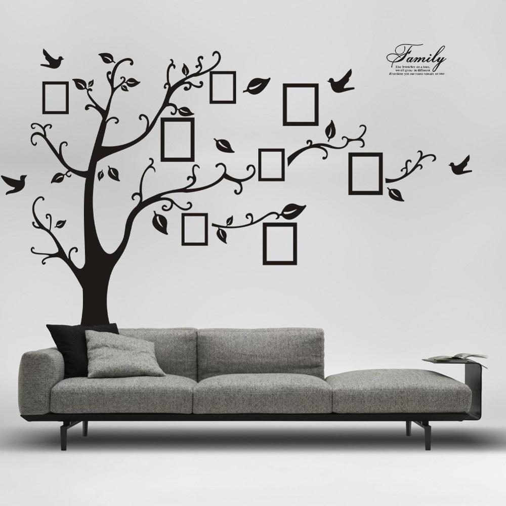 Large removable black photo family tree 3d wall stickers home decor