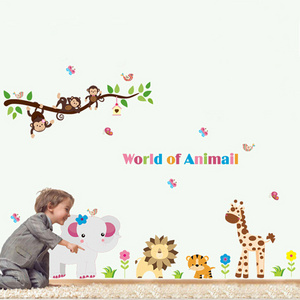 Home decor kids room jungle animal cartoon wall stickers