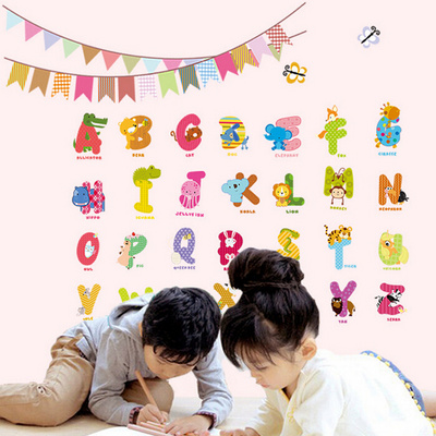 Self adhesive 3d cartoon abc alphabet classroom decoration wall stickers