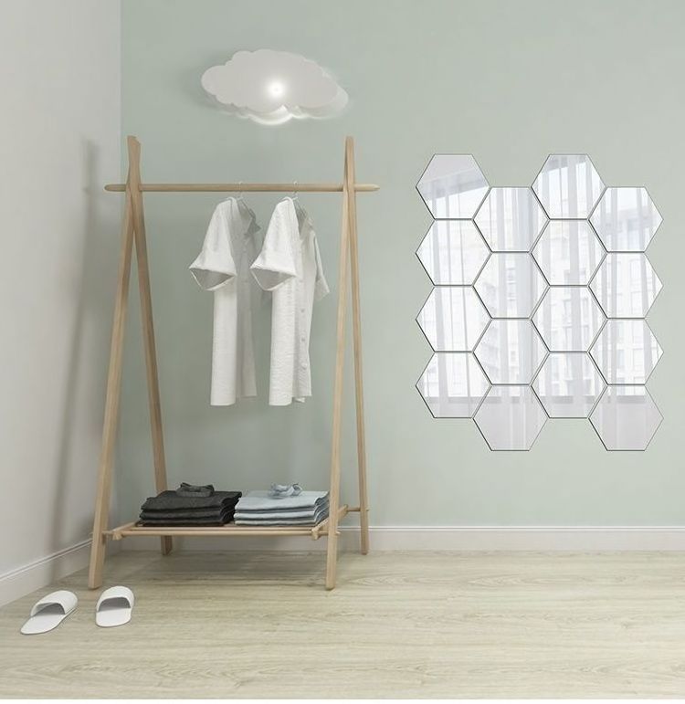 Decorative self-adhesive 3d hexagon acrylic bathroom mirror wall stickers