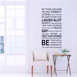 Creative Home Wall Decoration Door Stickers Removable House Rules Pvc 3D Sticker 1pc/opp Bag 1 Color 10pcs Acceptance Pvc,pvc