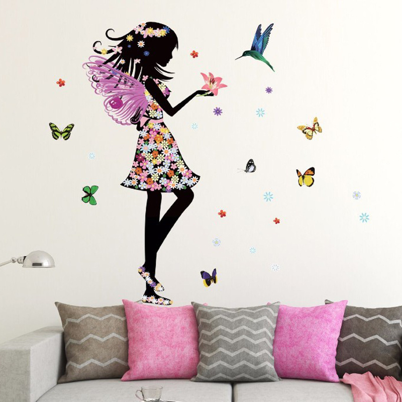 Removable Girls Bedroom Home Decoration Fairy Wallsticker 3D Wall Sticker PVC Sticker 1pc/opp Bag One Sheet 50*70cm,as Below