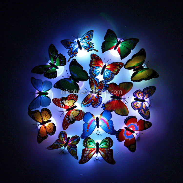 Home decor glow in the dark adhesive led 3d butterfly wall stickers