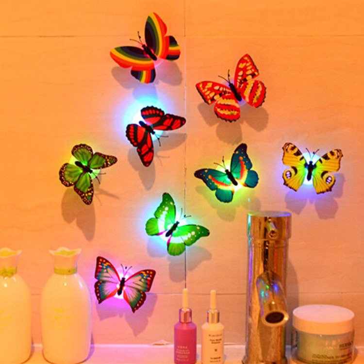 Home decor glow in the dark adhesive led 3d butterfly wall stickers