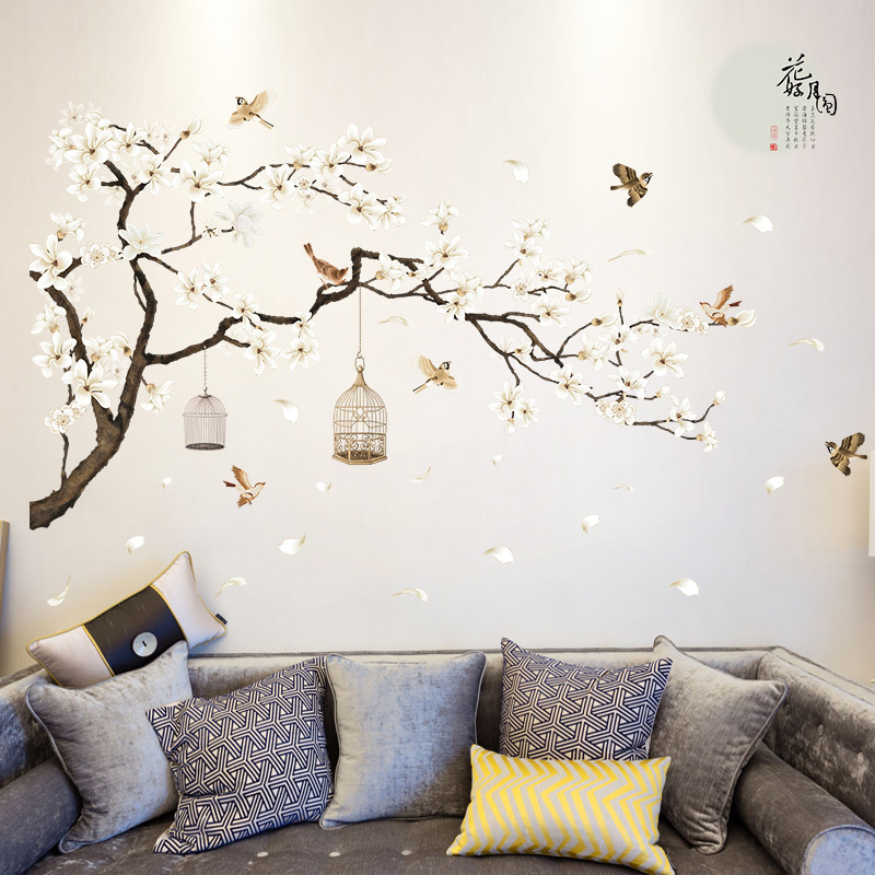 Home decor self adhesive removable bedroom large 3d white wall sticker tree