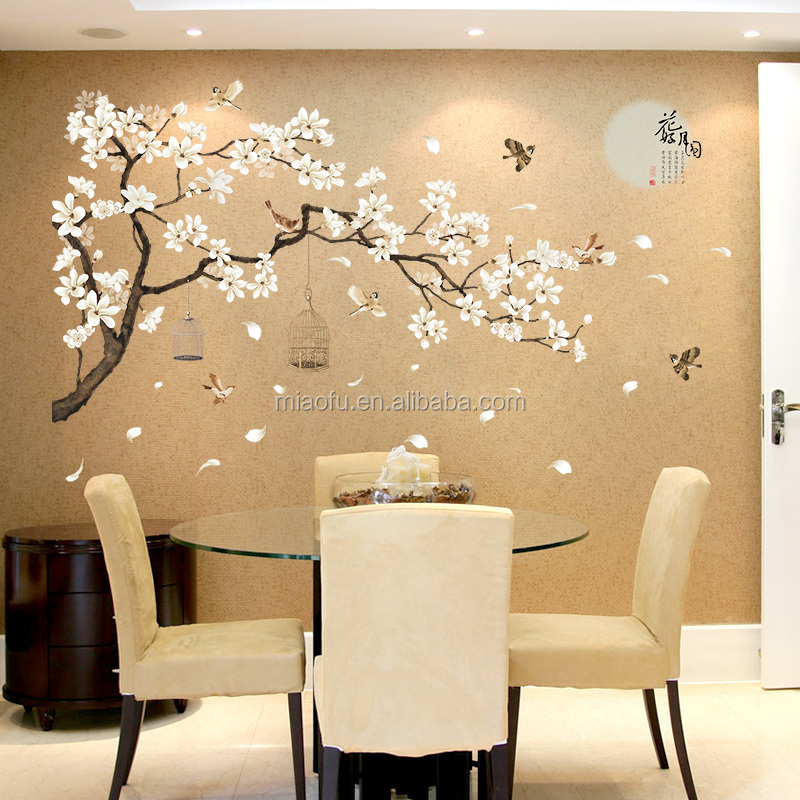 Home decor self adhesive removable bedroom large 3d white wall sticker tree