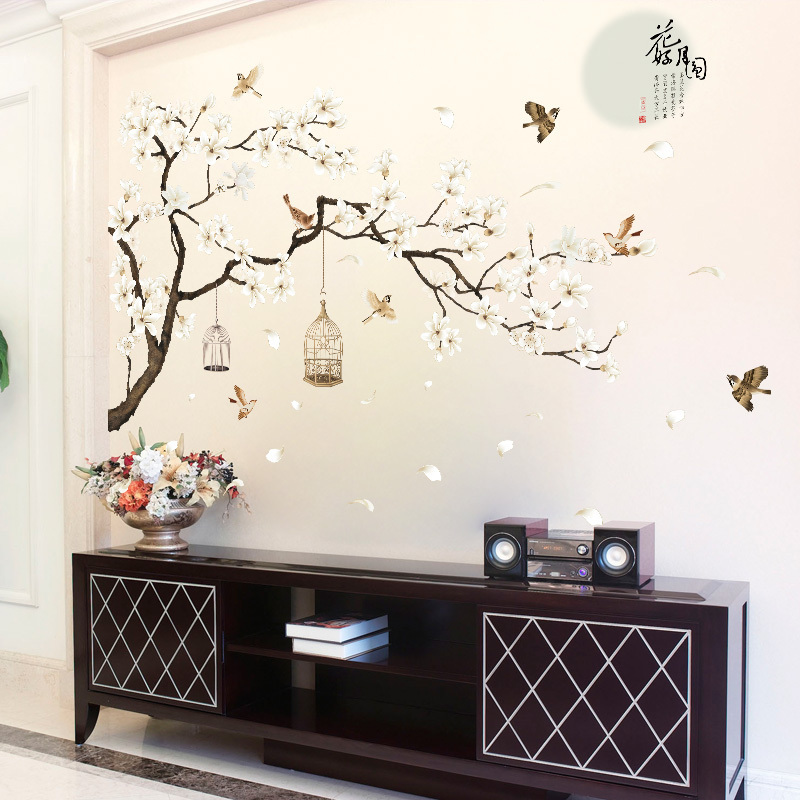 Home decor self adhesive removable bedroom large 3d white wall sticker tree