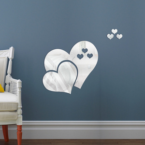 home decor 3d heart shape mirror stickers wall