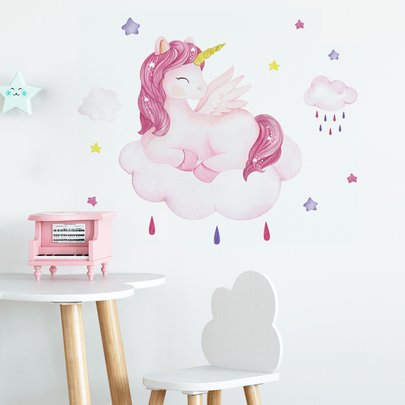 bedroom wall decoration adhesive 3d vinyl girls princess unicorn stickers