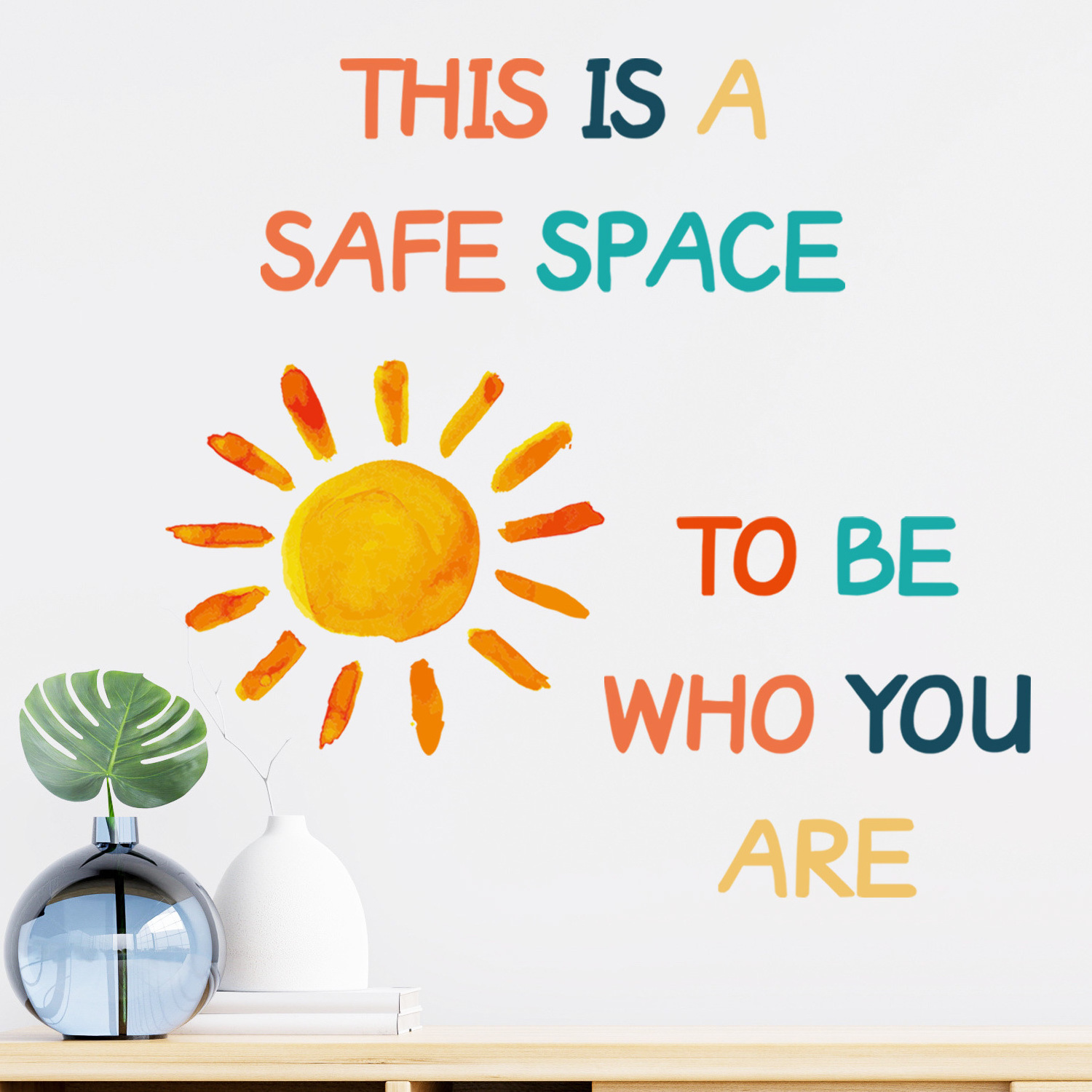 Self adhesive 3d sun inspirational quote kids wall sticker decoration