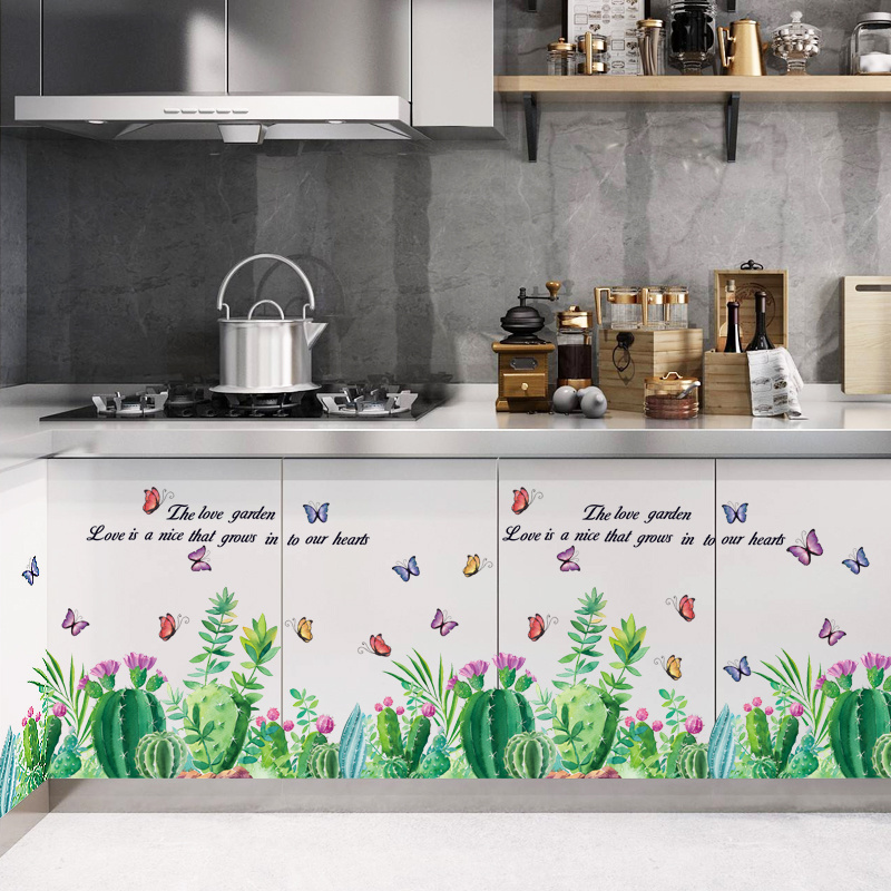 Removable kitchen 3d plant sticker wall paper