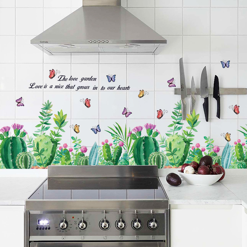 Removable kitchen 3d plant sticker wall paper