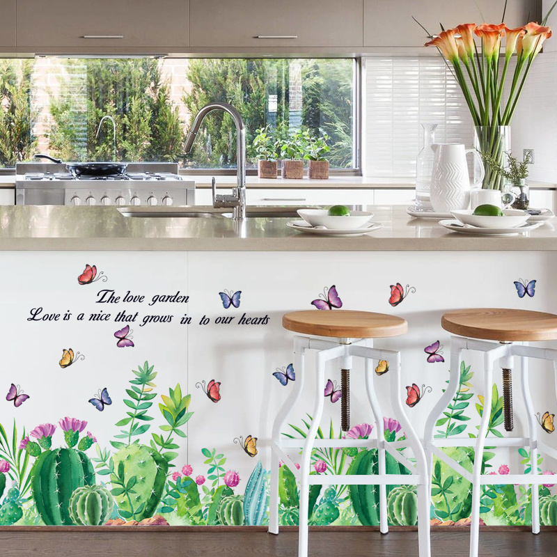 Removable kitchen 3d plant sticker wall paper