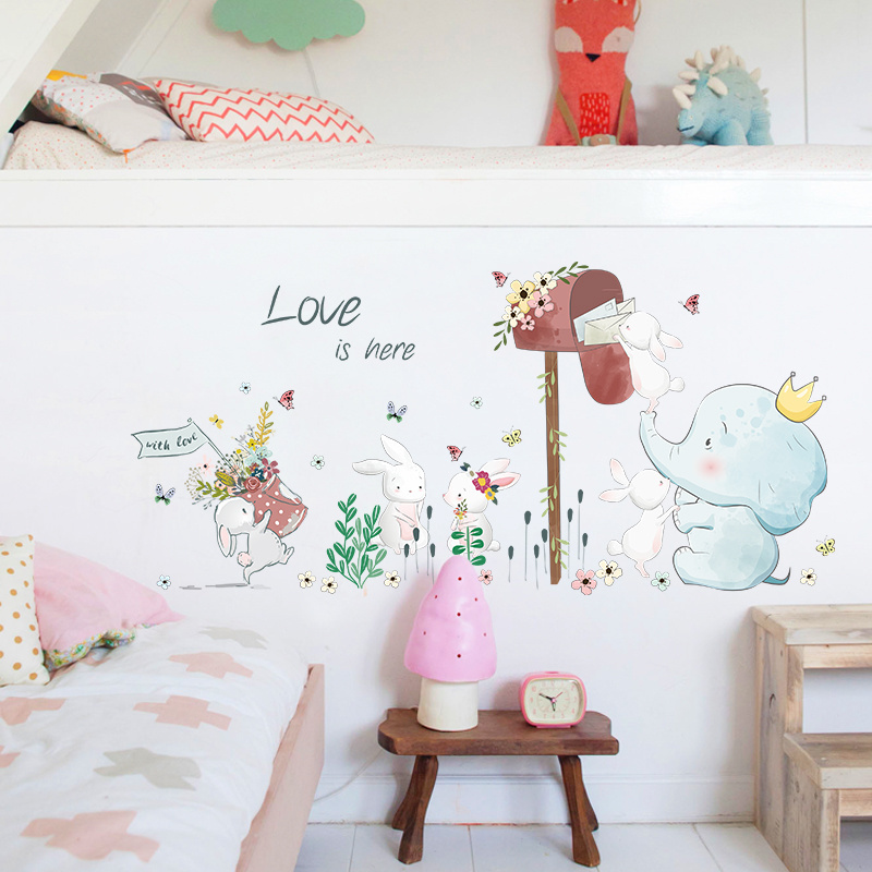 restickable cartoon elephant wall stickers for baby rooms