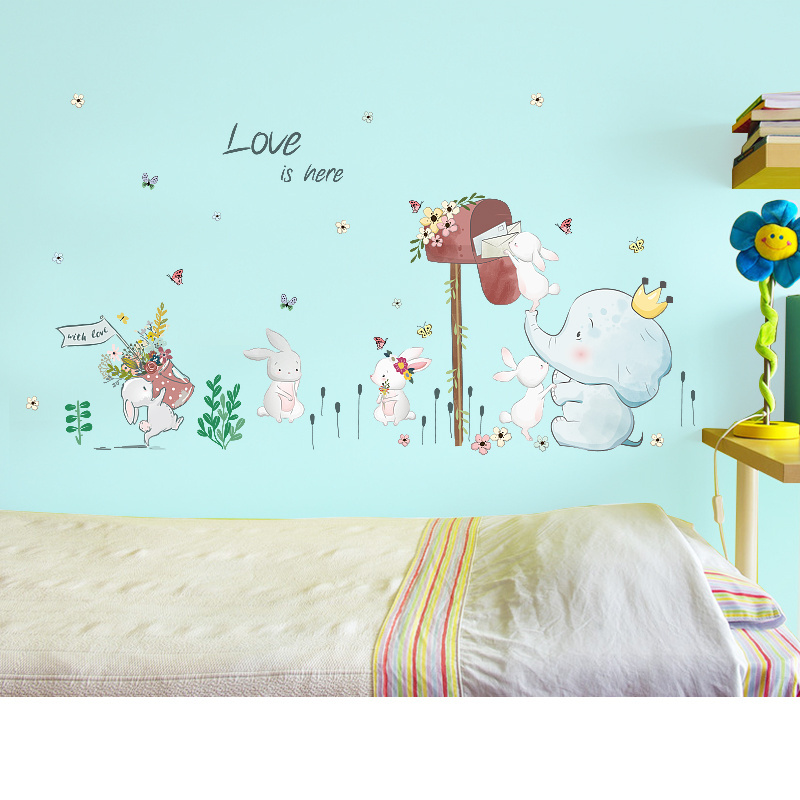 restickable cartoon elephant wall stickers for baby rooms