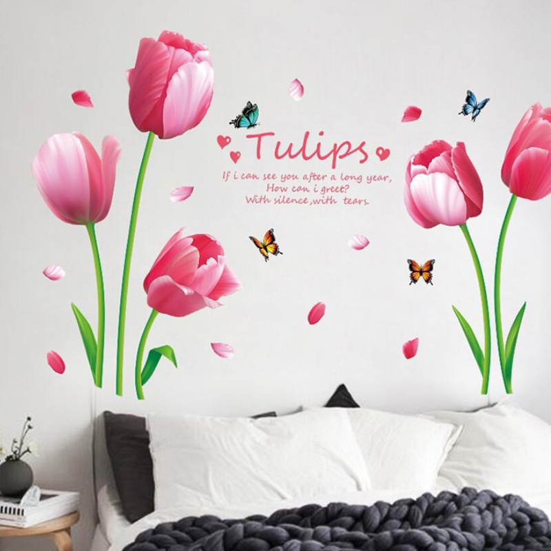 Home decor 3d rose flower wall sticker for bedroom