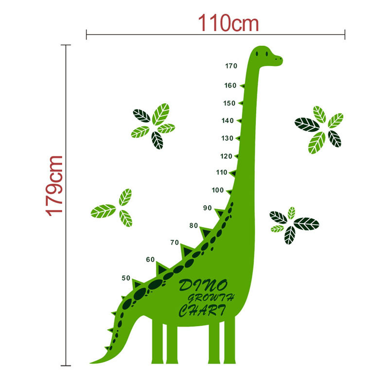 Adhesive height measurement dinosaur wall decal for nursery