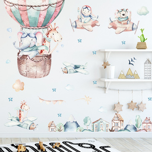 home decor cartoon animal airplane kids room wall sticker boho