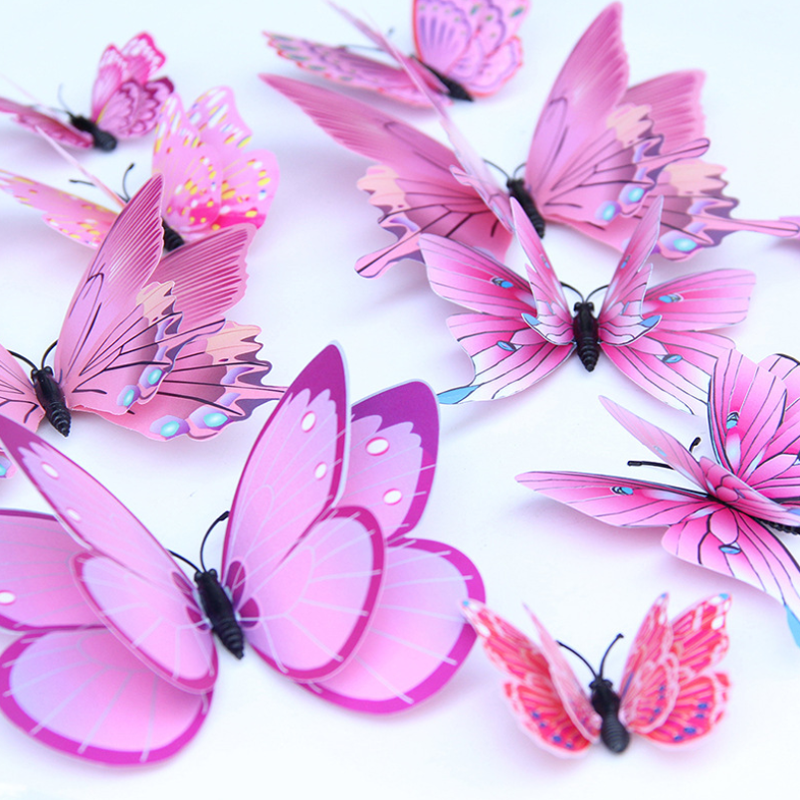 YiWu hot selling pink wall art and decor stickers for living room kids room butterfly wall stickers