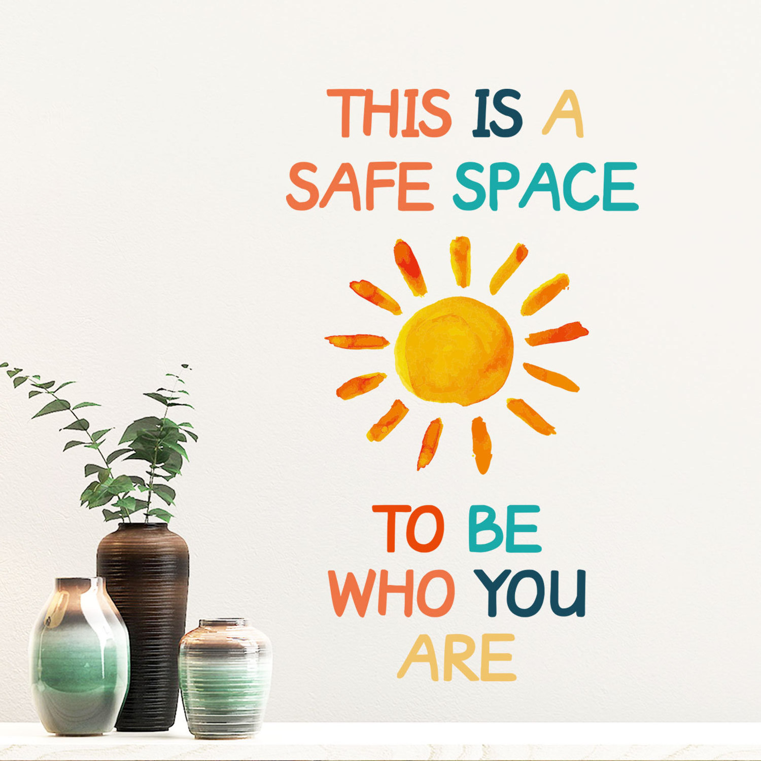 Self adhesive 3d sun inspirational quote kids wall sticker decoration