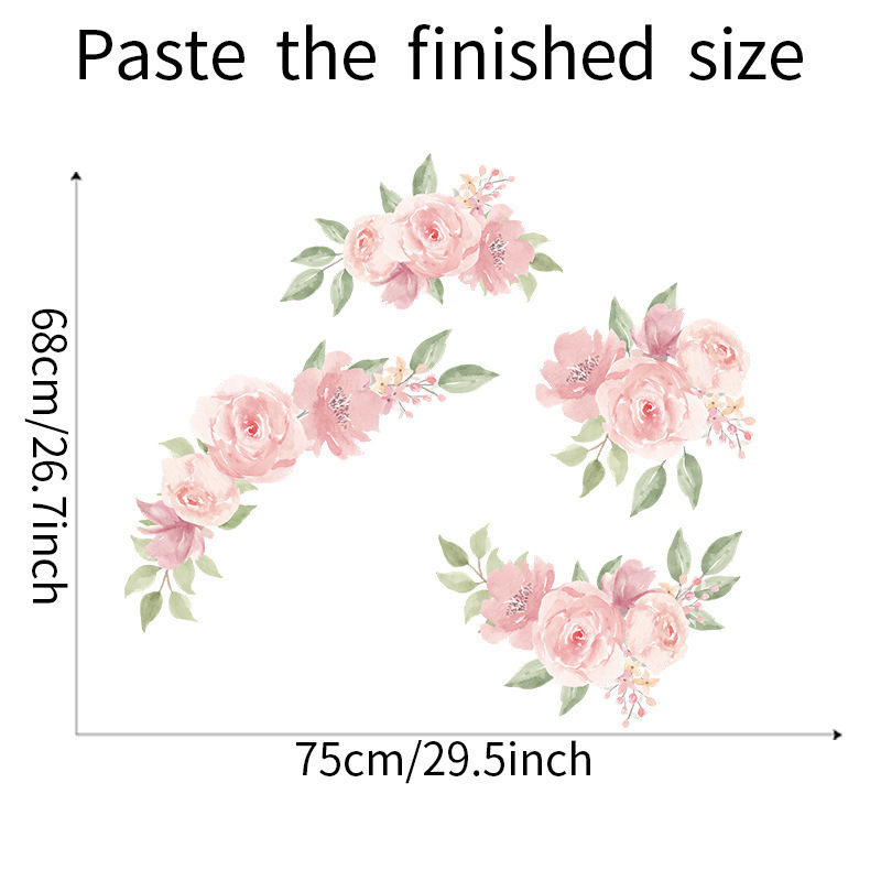 Home decoration self adhesive 3d fabric sticker vinyl peony wall decal