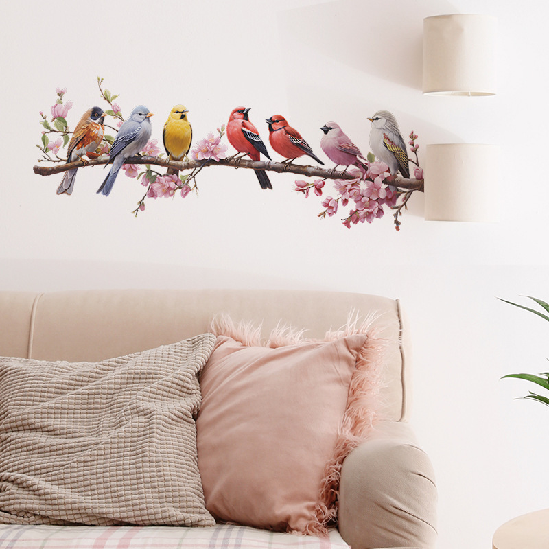 living room tv background removable 3d bird wall decals