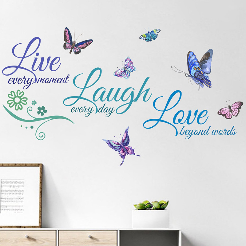 self adhesive family quote with butterfly multifunction wall decal