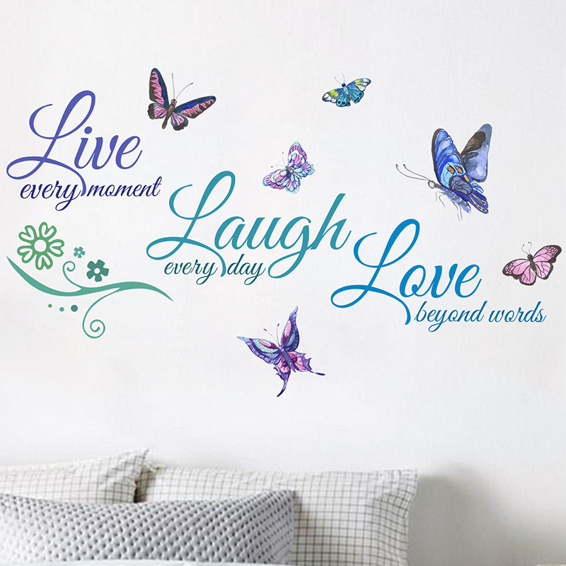 self adhesive family quote with butterfly multifunction wall decal