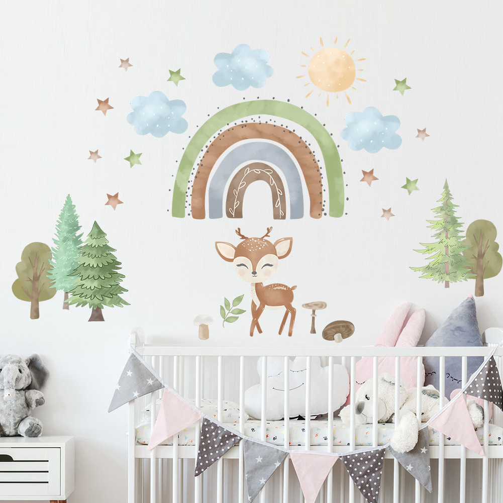 kids room decoration cartoon 3d vinyl boho rainbow wall decal