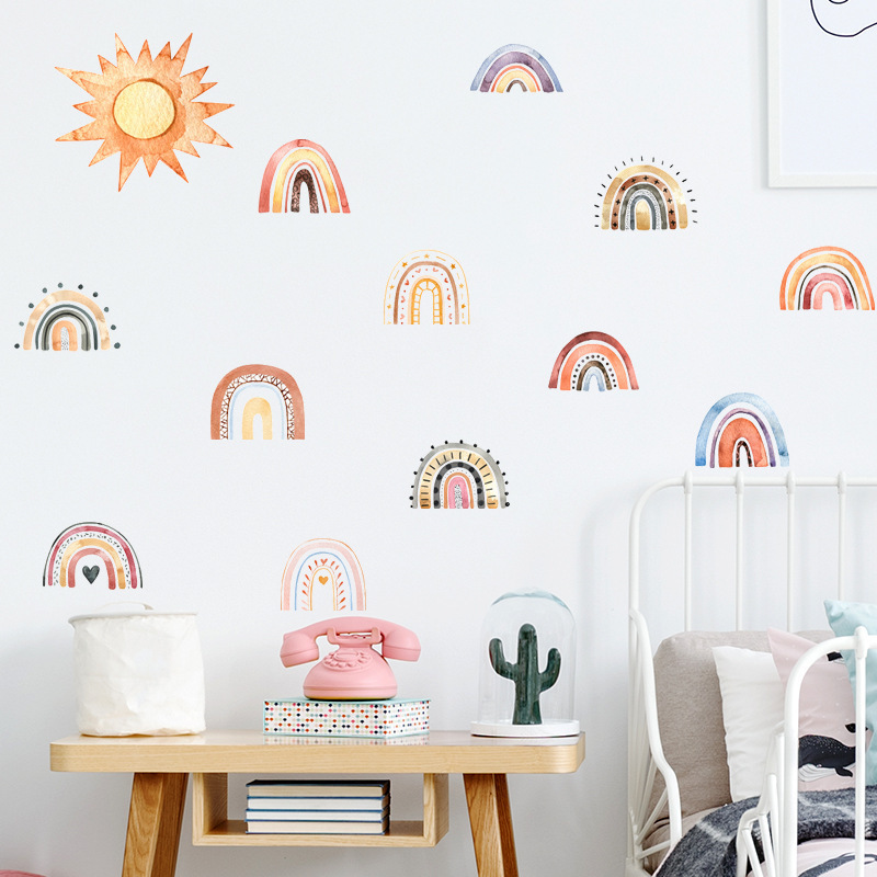 Home decor self adhesive wallpaper boho rainbow live room wall sticker