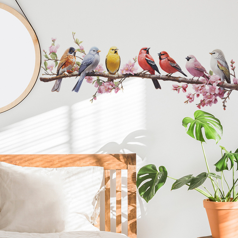 living room tv background removable 3d bird wall decals