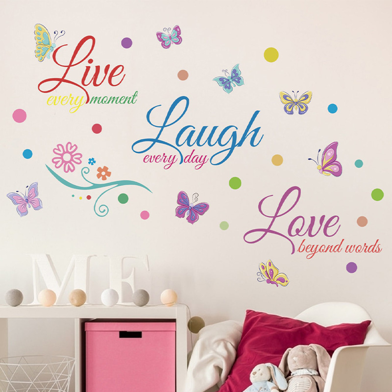 colorful 3d pvc live laugh love self adhesive family wall decals quotes