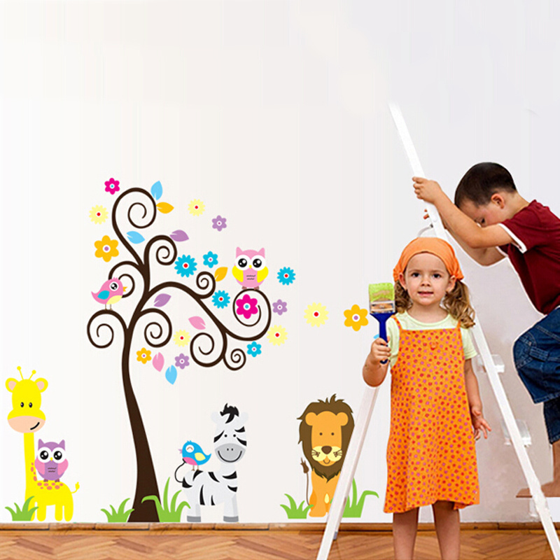 Self adhesive cartoon kids room removable wall decals