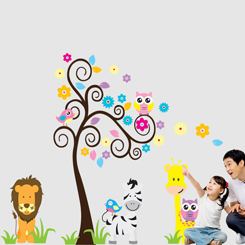 Self adhesive cartoon kids room removable wall decals