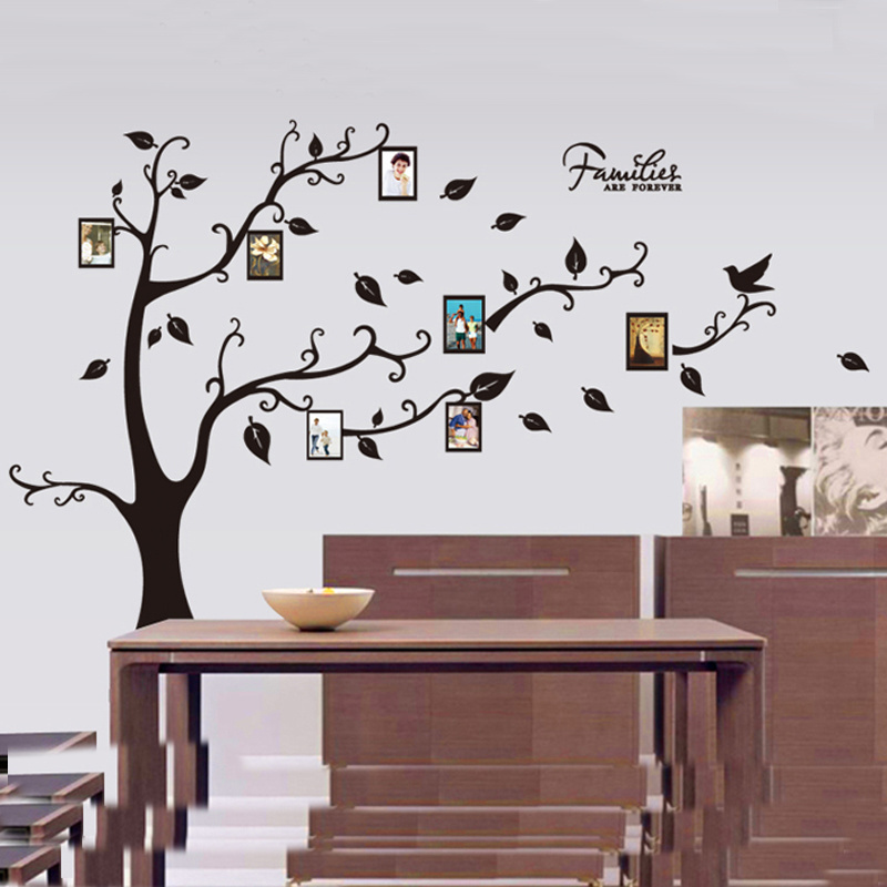 Home decoration self adhesive 3d photo frame black family tree wall sticker