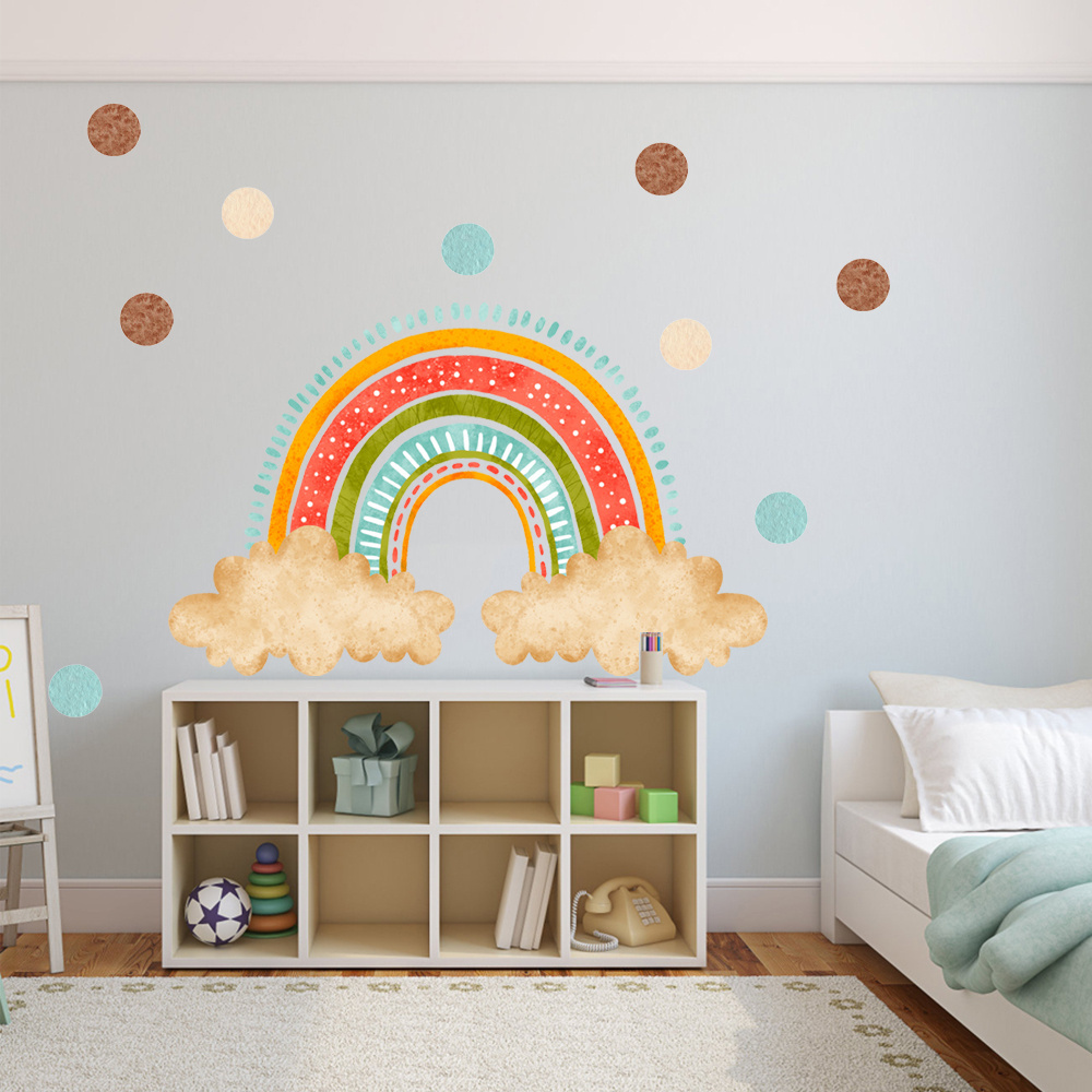 New design boho rainbow polka dot baby room decor wall stickers