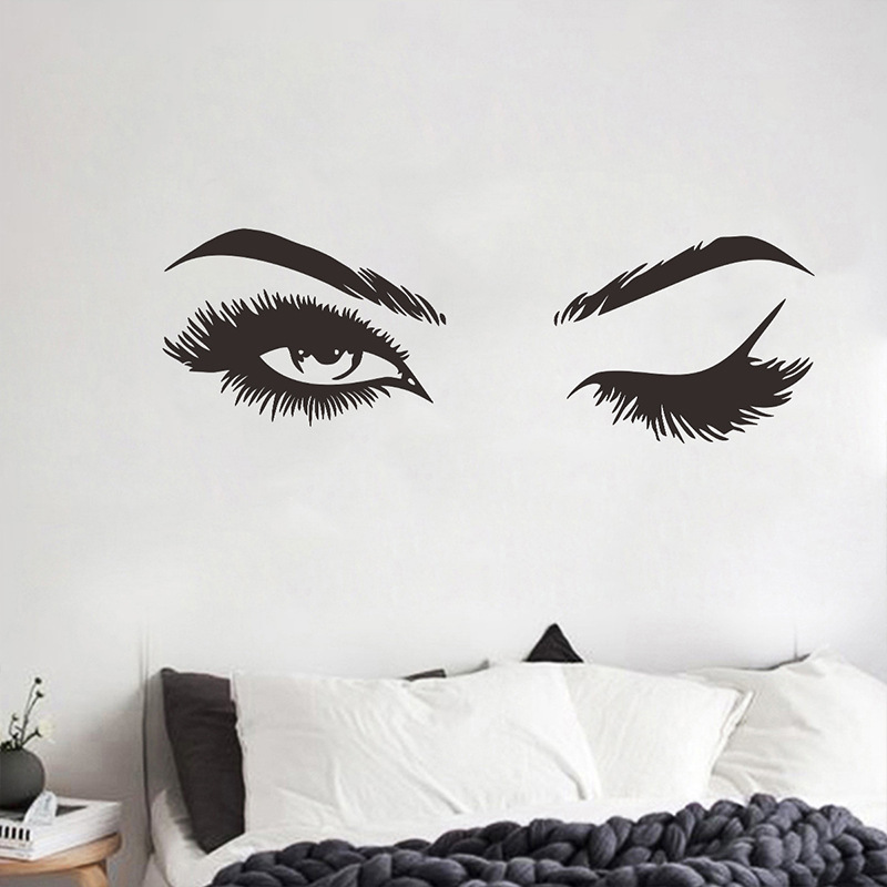 Home decor removable pvc vinyl eyelash wall sticker