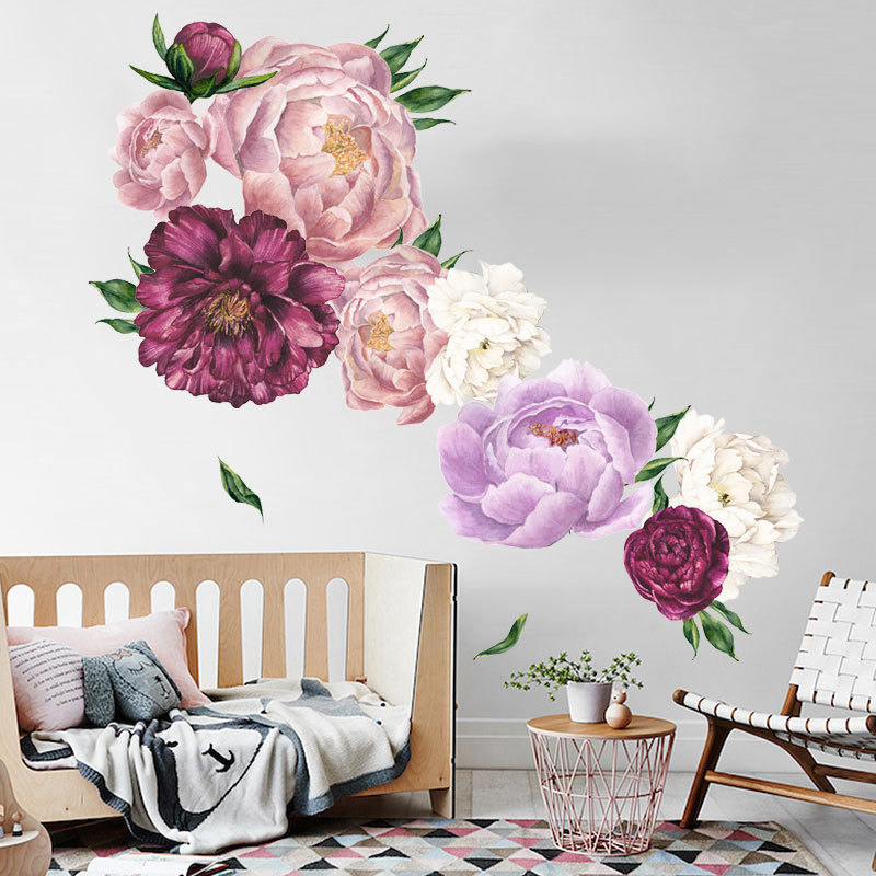 Living room removable 3d  peony wall flower stickers