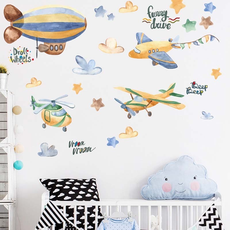 PVC removable kids room china wall stickers for home decrotaion airplane nursery wall mural decals