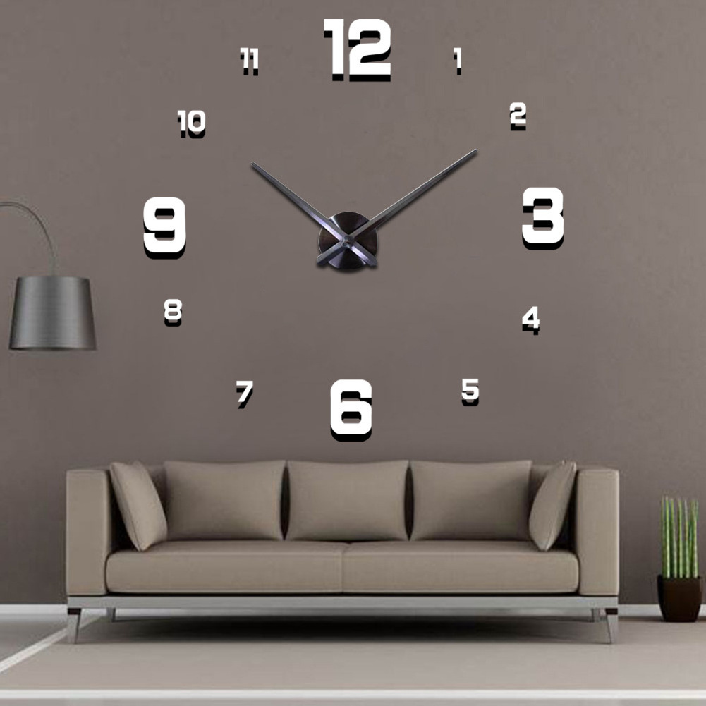 self adhesive living room big watch wall 3d sticker clock