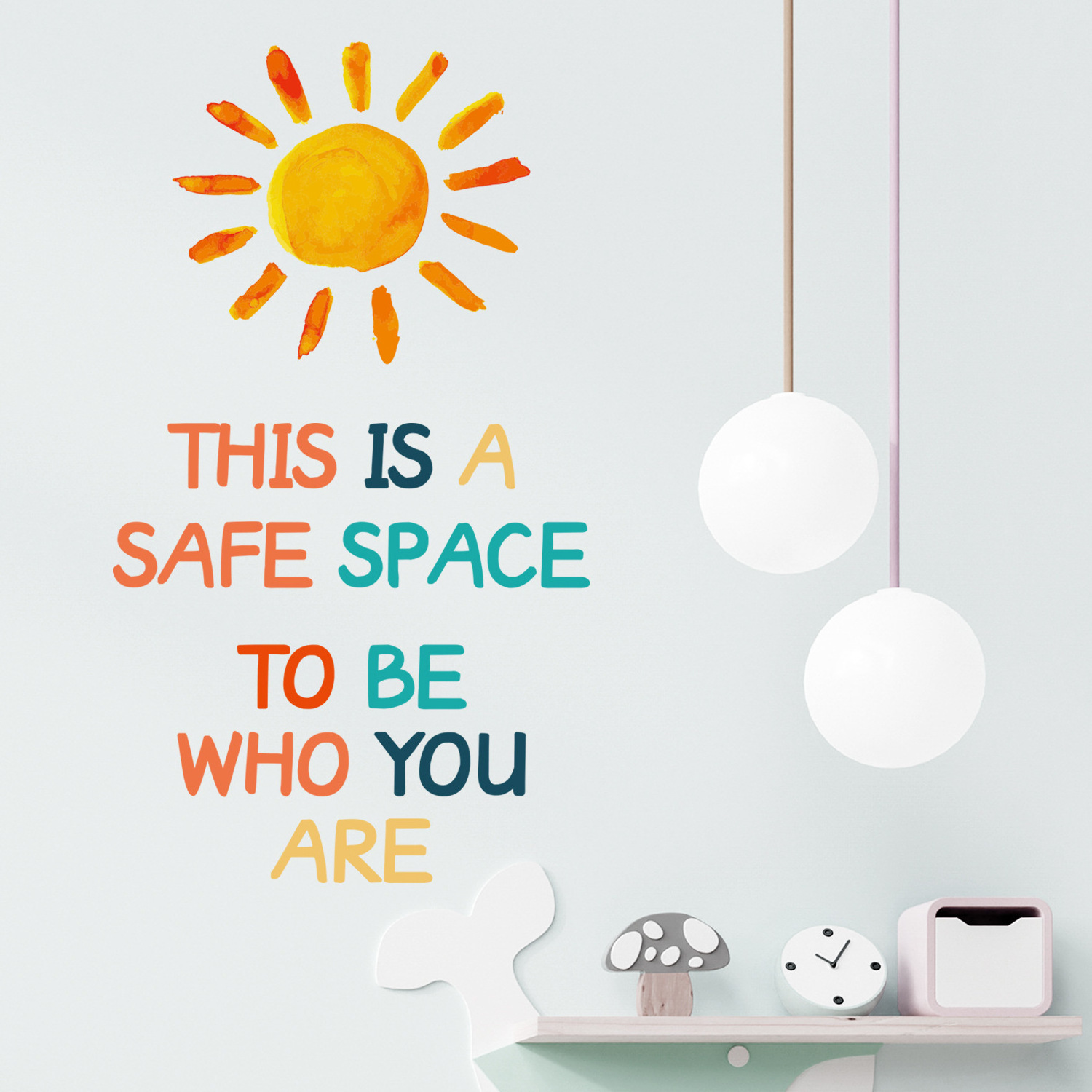 Self adhesive 3d sun inspirational quote kids wall sticker decoration