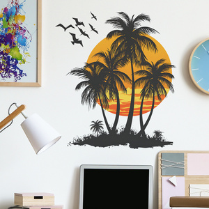 Home decoration self adhesive 3d palm tree wall stickers for bedroom