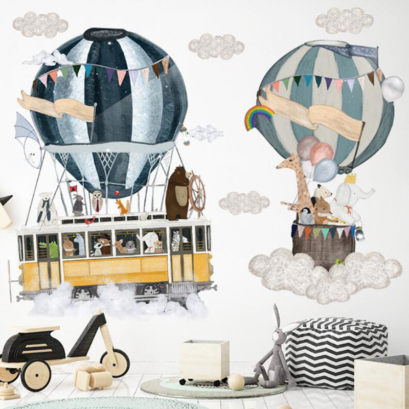 Removable wall decoration cartoon hot air balloon baby room decor stickers